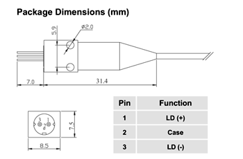 Pigtailed Laser Diode Drawing